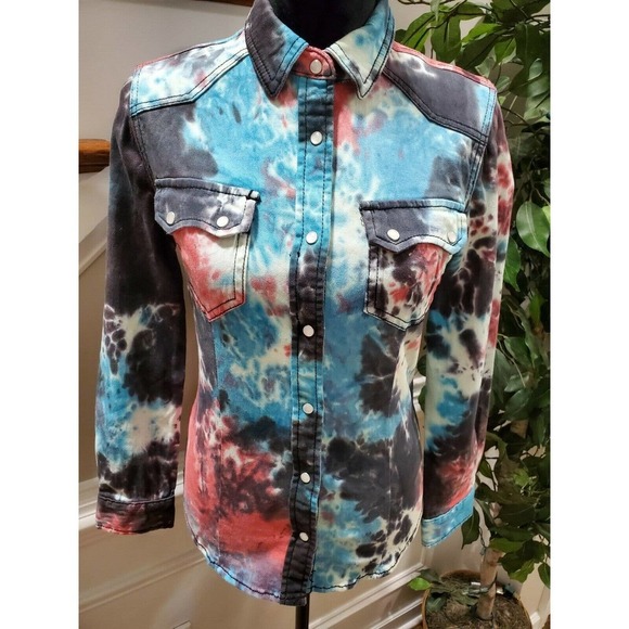 Monkey Ride Jeans Women's Multicolor Cotton Long Sleeve Collared Casual Jacket M - Picture 2 of 12